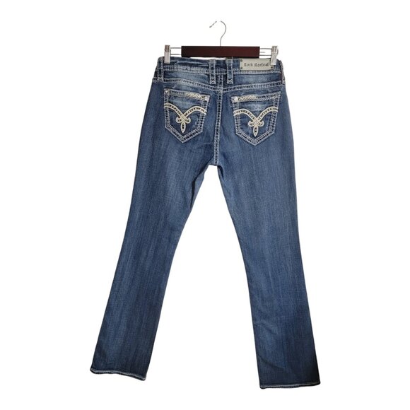 Miss Me Jeans Womens 28 Blue  Irene Easy Boot Denim Thick Stitch Western Hip Hop - Picture 1 of 10